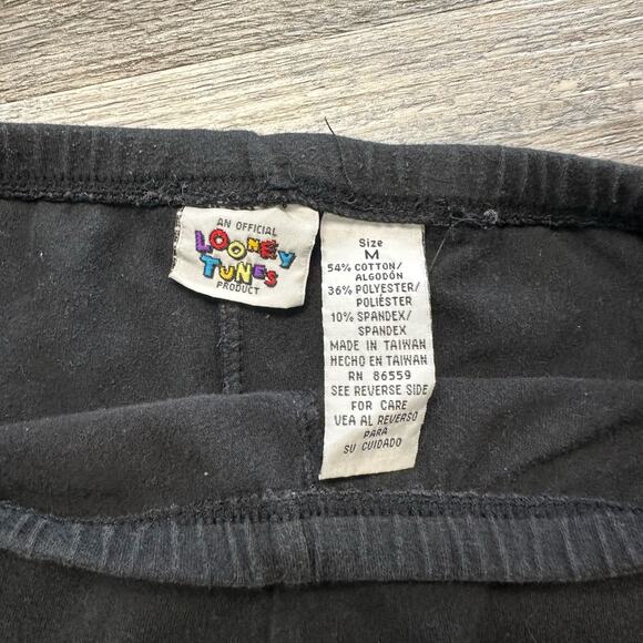 Vintage 90s Looney Tunes Tweety's Gym Black Womens M Stretch Booty Shorts Sweats - Picture 4 of 10